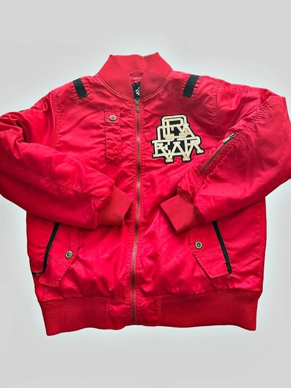 ROCAWEAR Men’s Y2K Classic Red & Black Bomber Jacket Size Large